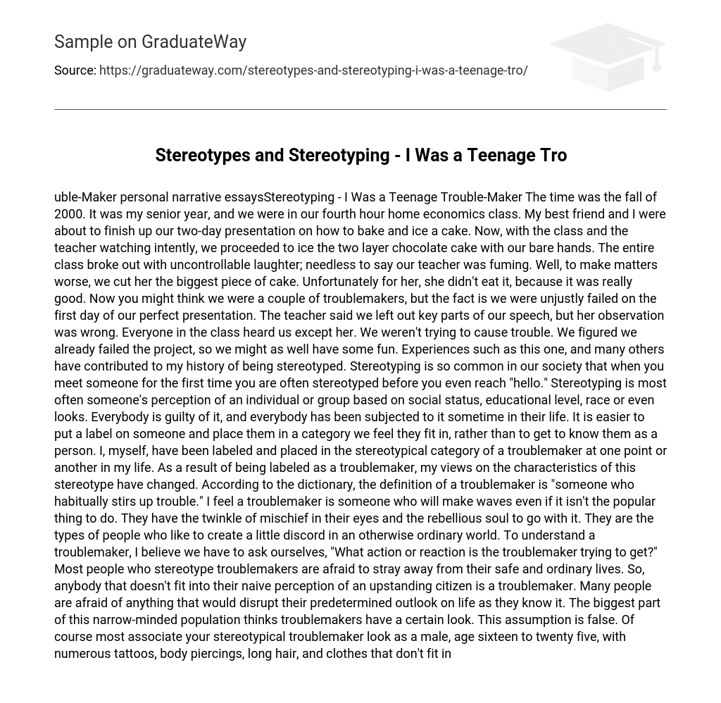 Stereotypes and Stereotyping – I Was a Teenage Tro