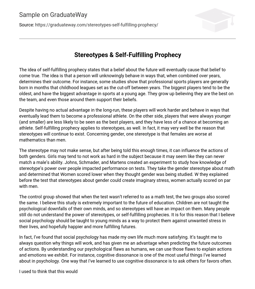 Stereotypes & Self-Fulfilling Prophecy