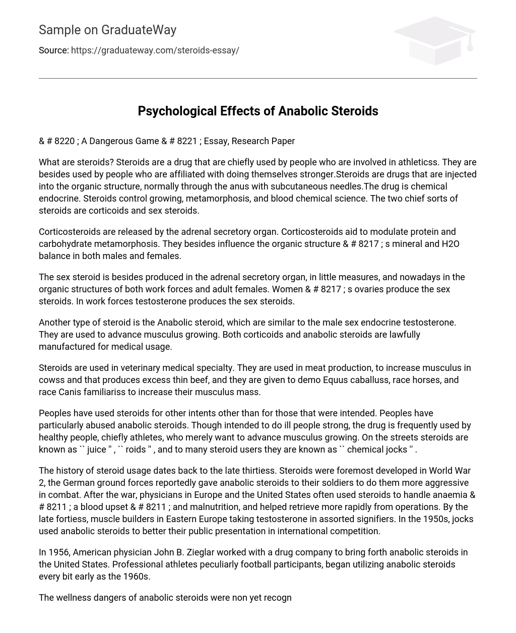 Psychological Effects of Anabolic Steroids