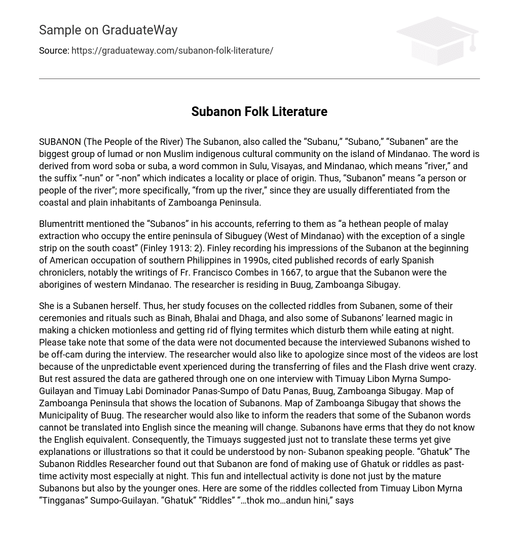 Subanon Folk Literature