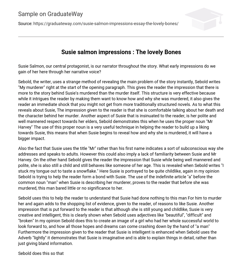 Susie salmon impressions : The lovely Bones