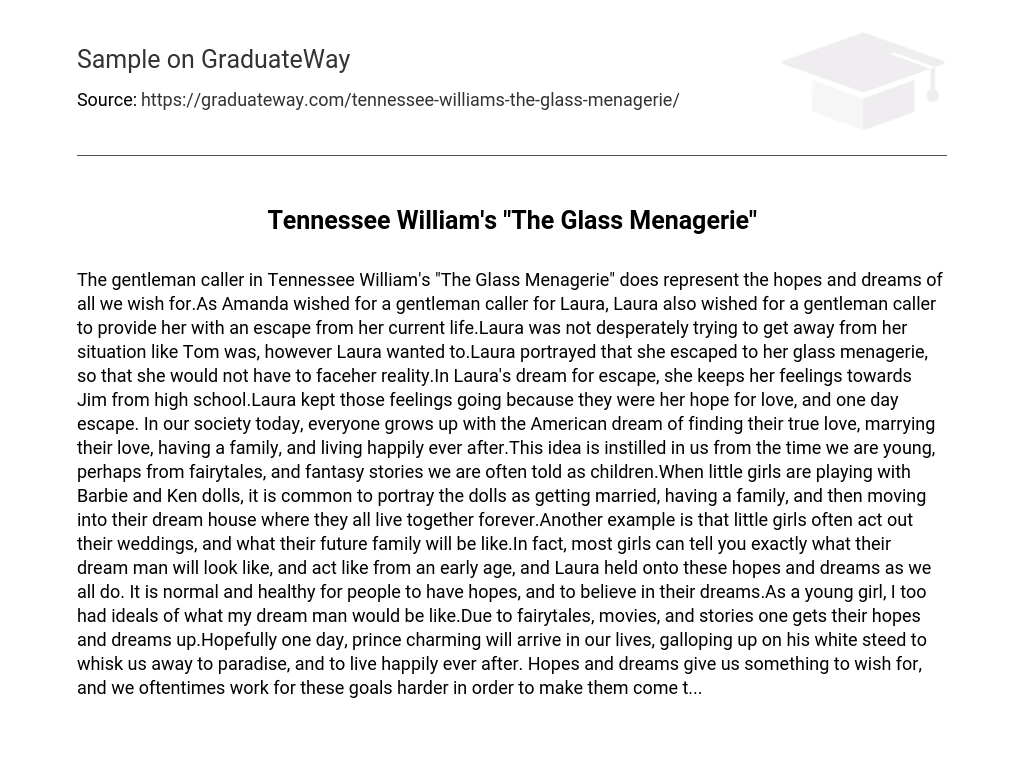 Tennessee William’s “The Glass Menagerie”