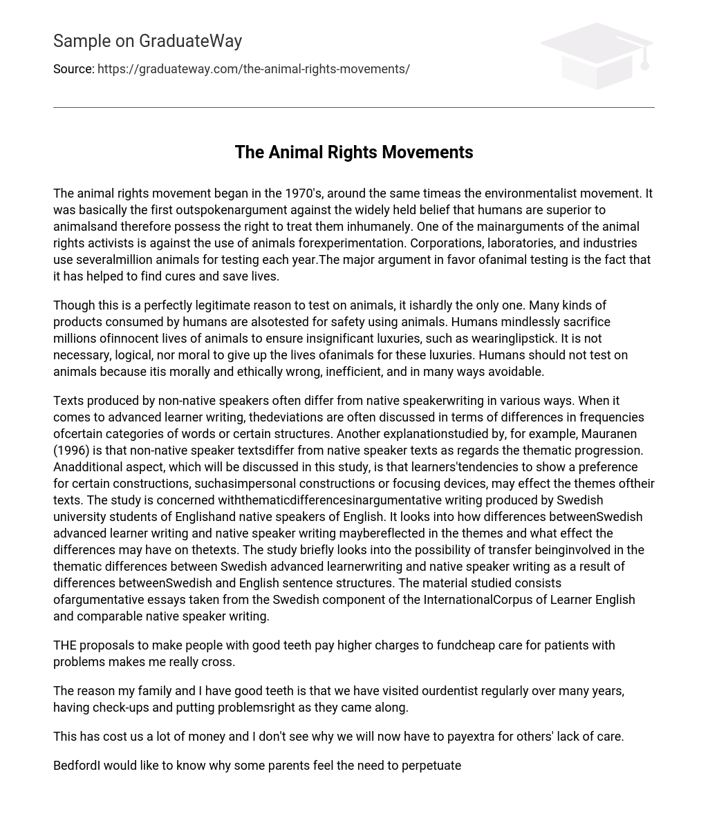 The Animal Rights Movements