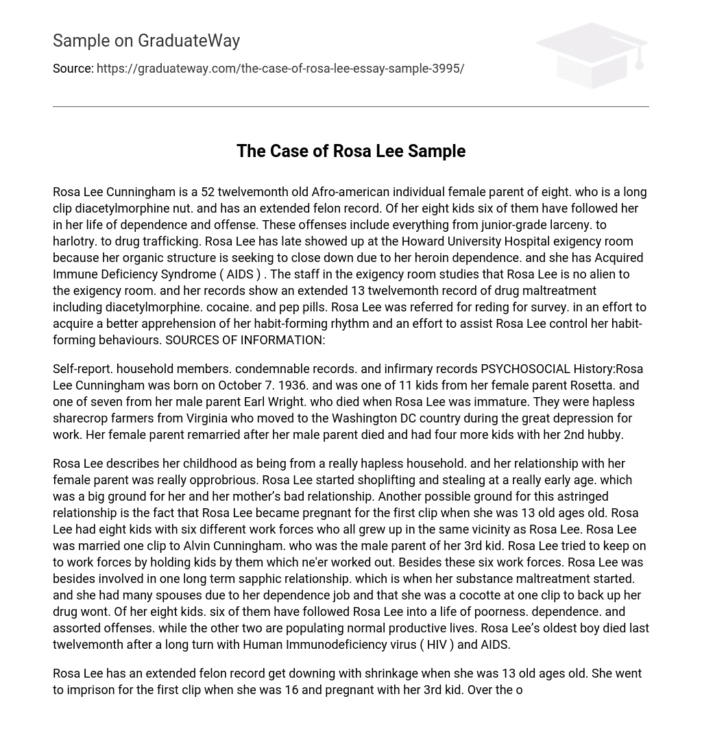The Case of Rosa Lee Sample
