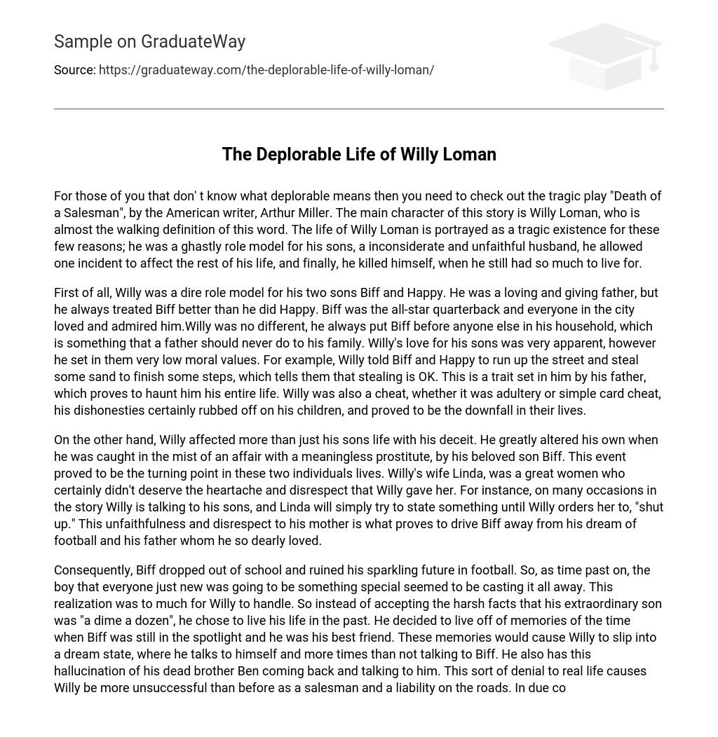 The Deplorable Life of Willy Loman