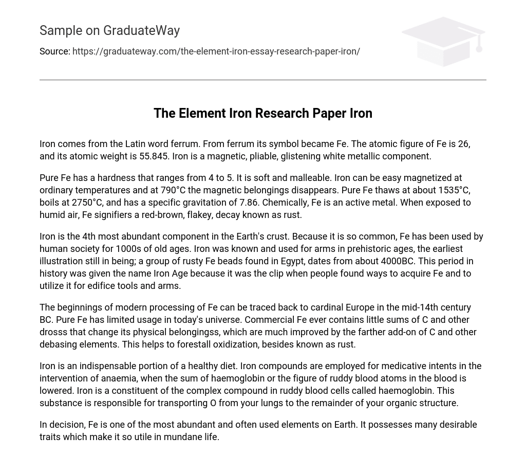 The Element Iron Research Paper Iron