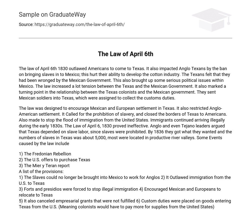 The Law of April 6th Short Summary