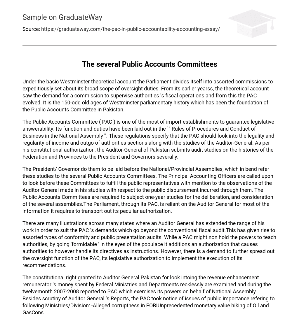 The several Public Accounts Committees