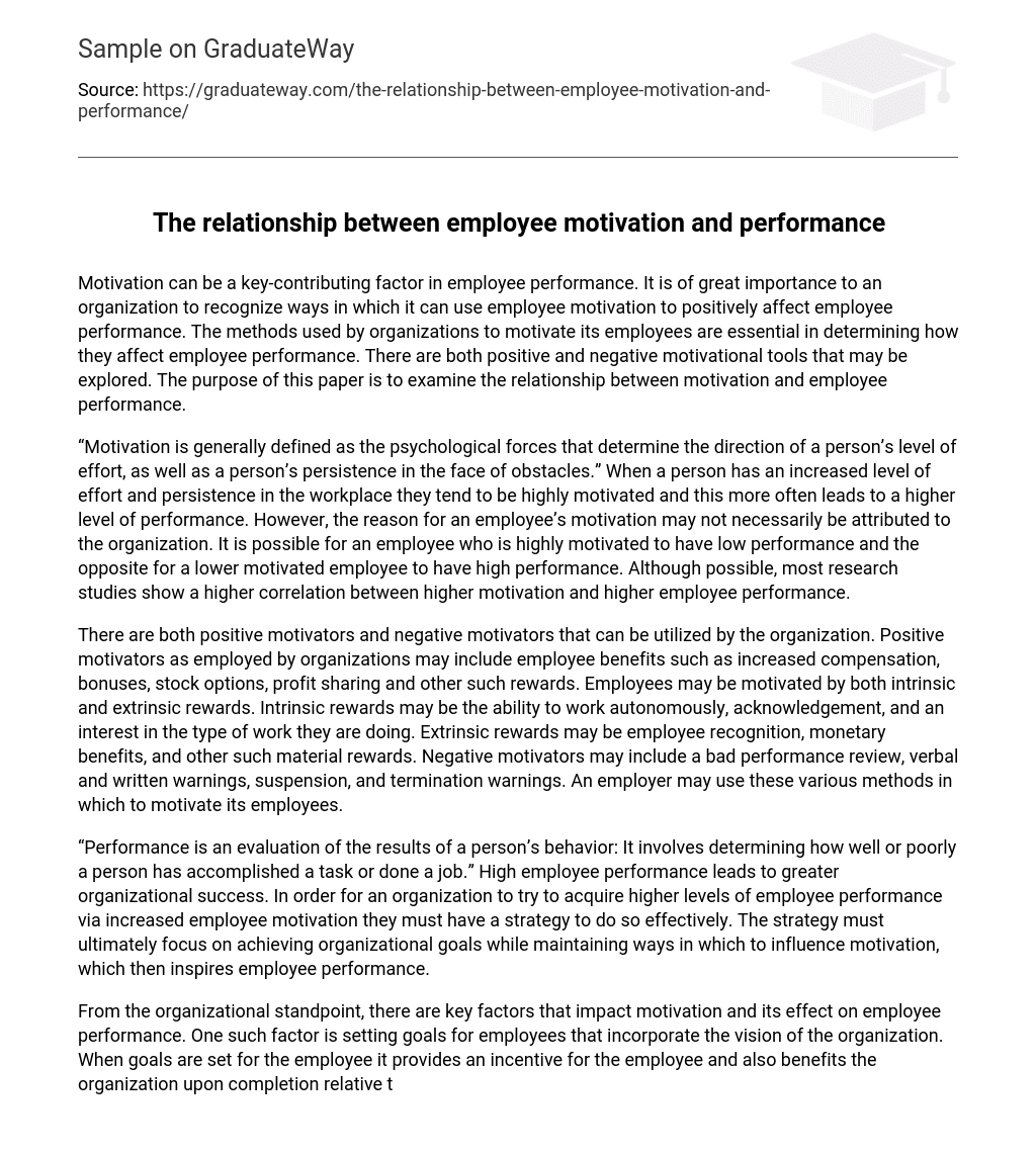 The relationship between employee motivation and performance