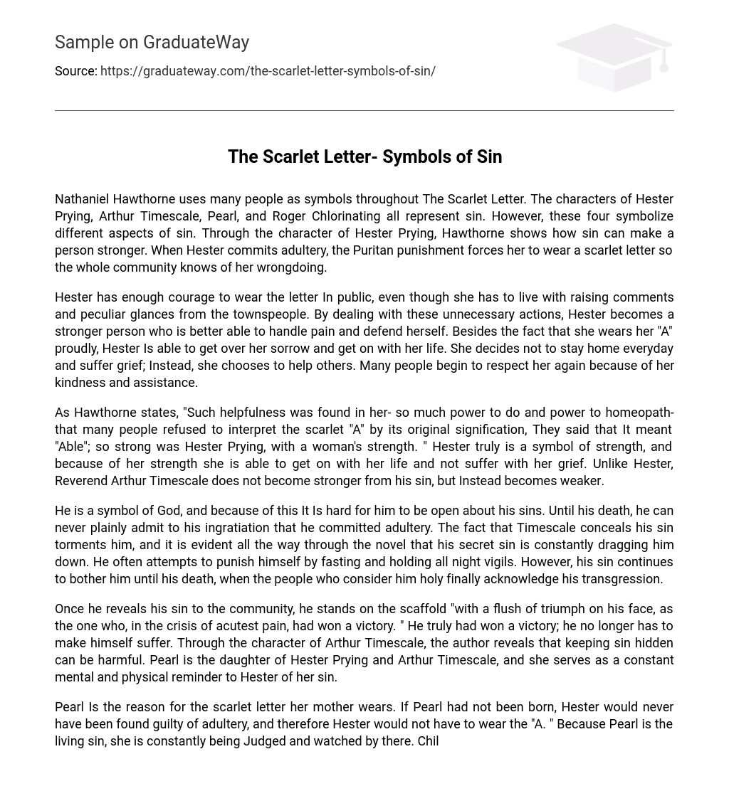 The Scarlet Letter- Symbols of Sin
