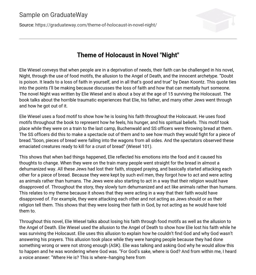 Theme of Holocaust in Novel “Night”