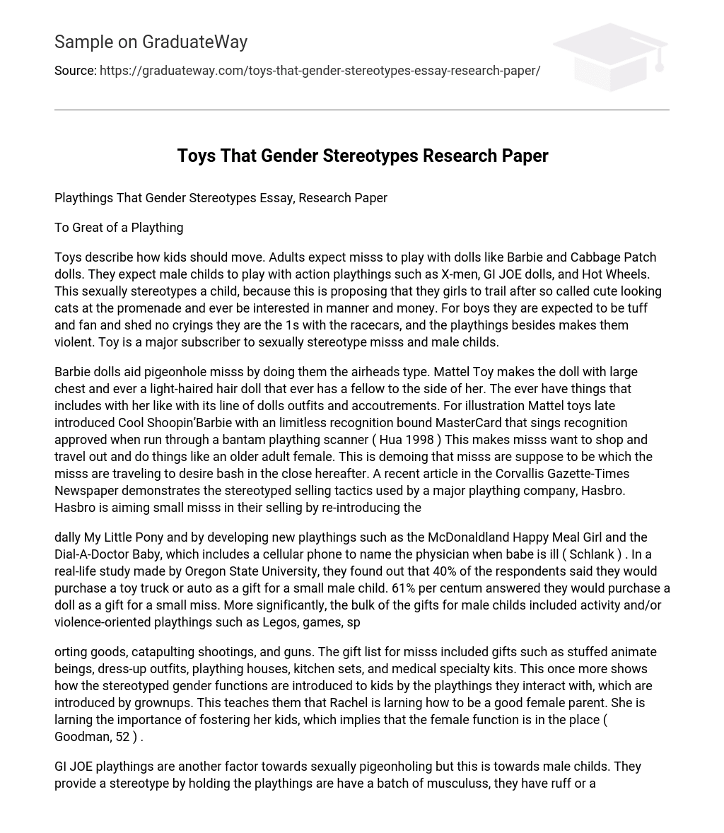 Toys That Gender Stereotypes Research Paper