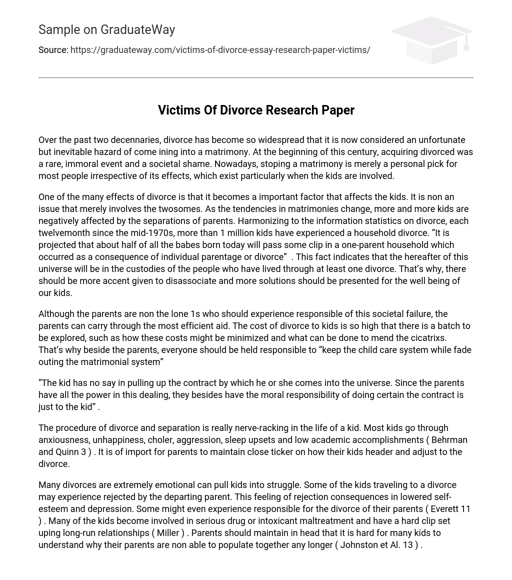Victims Of Divorce Research Paper