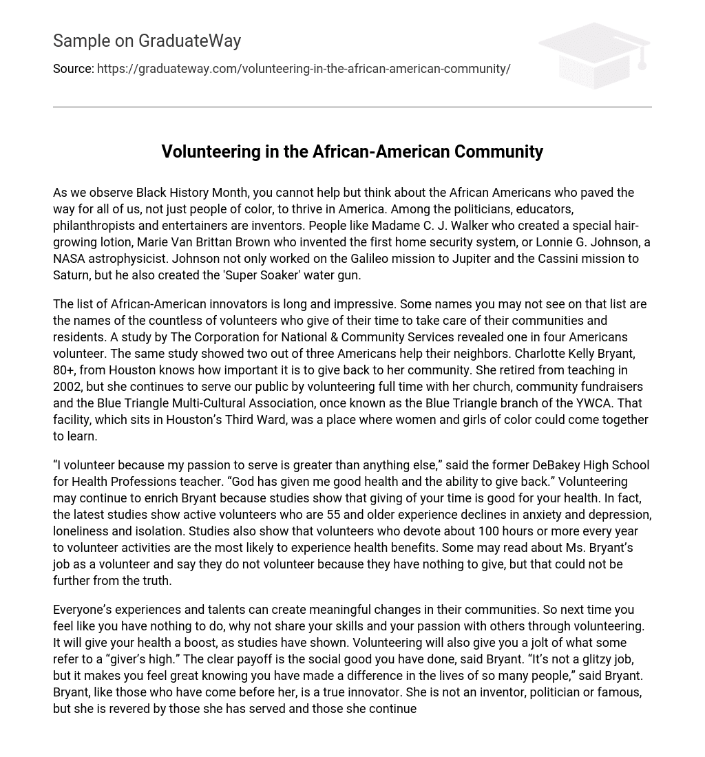 Volunteering in the African-American Community