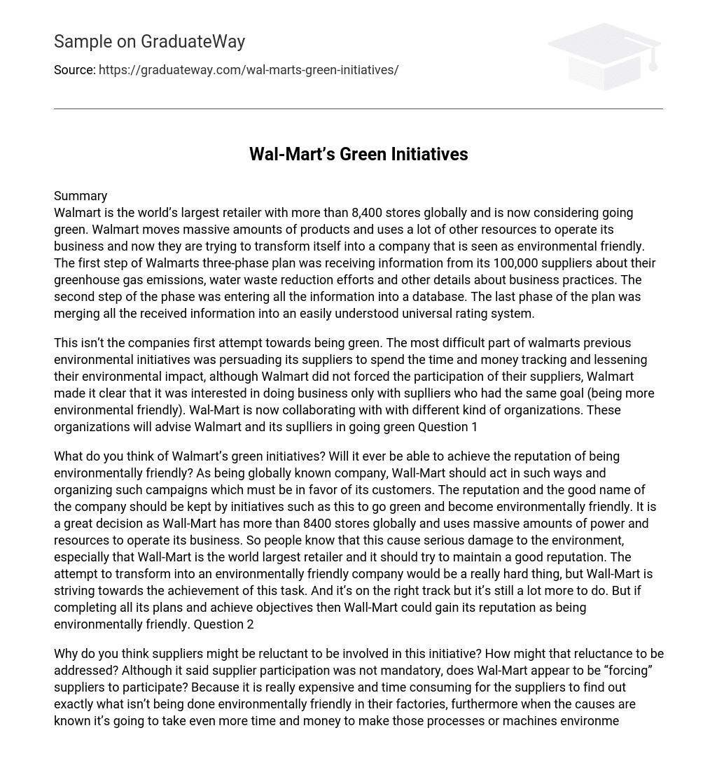 Wal-Mart’s Green Initiatives