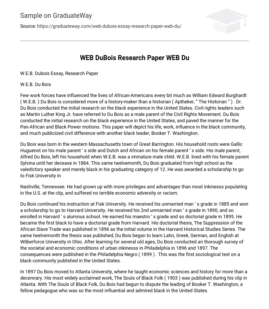 WEB DuBois Research Paper
