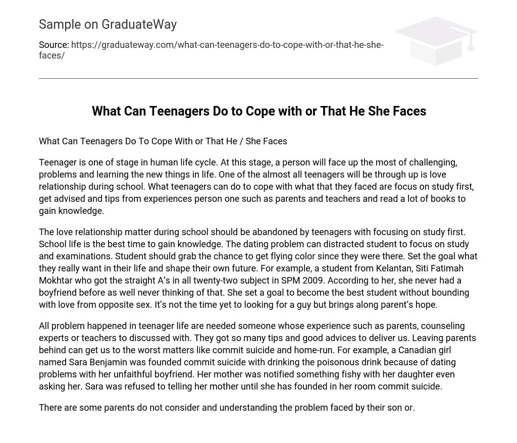 What Can Teenagers Do to Cope with or That He She Faces